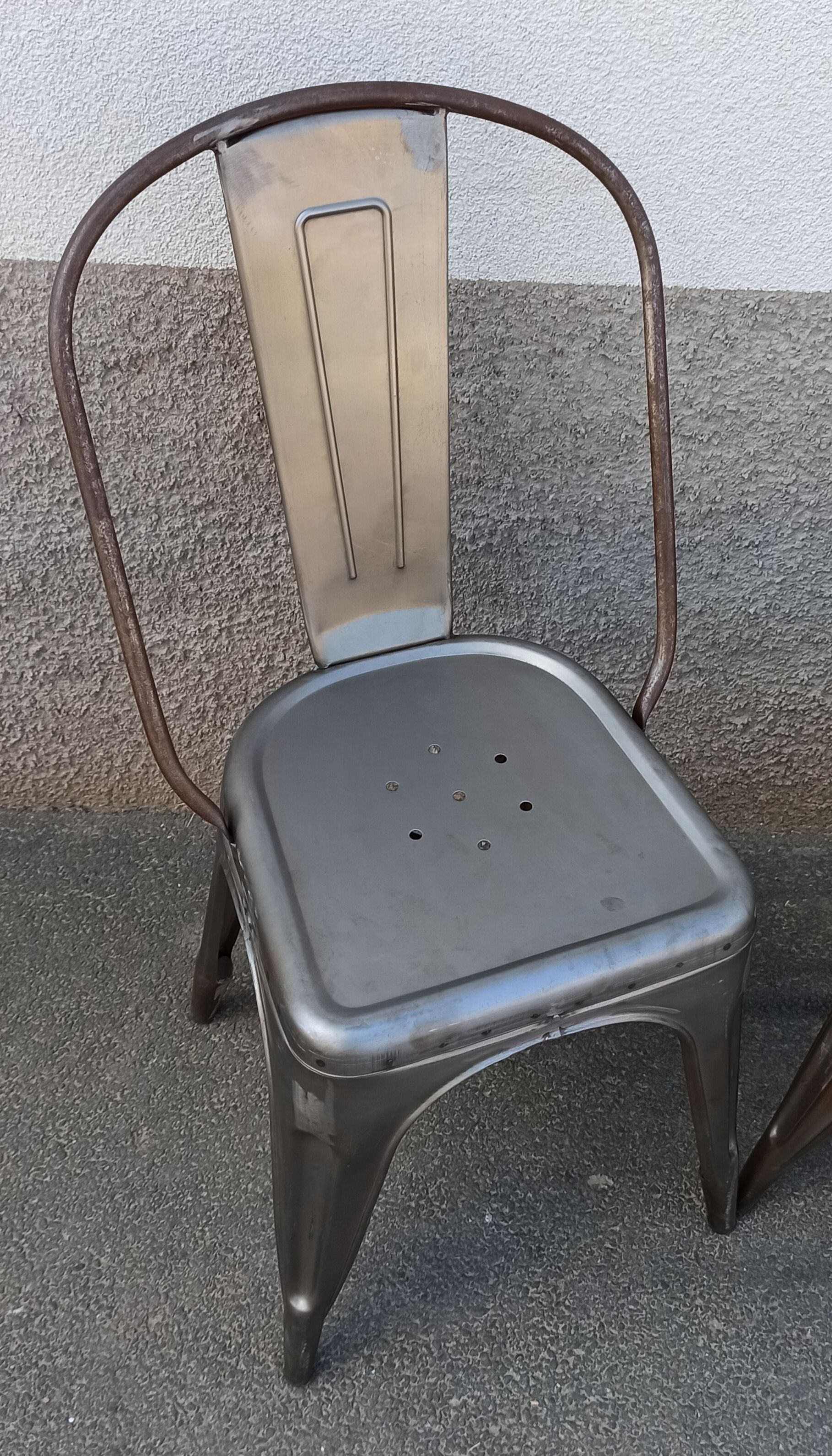 Paire de chaises en métal gris
