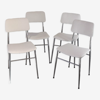 Set de 4 chaises design bouclettes blanche