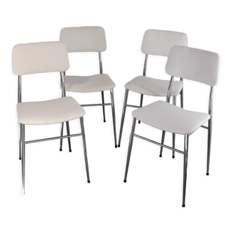 Set de 4 chaises design bouclettes blanche