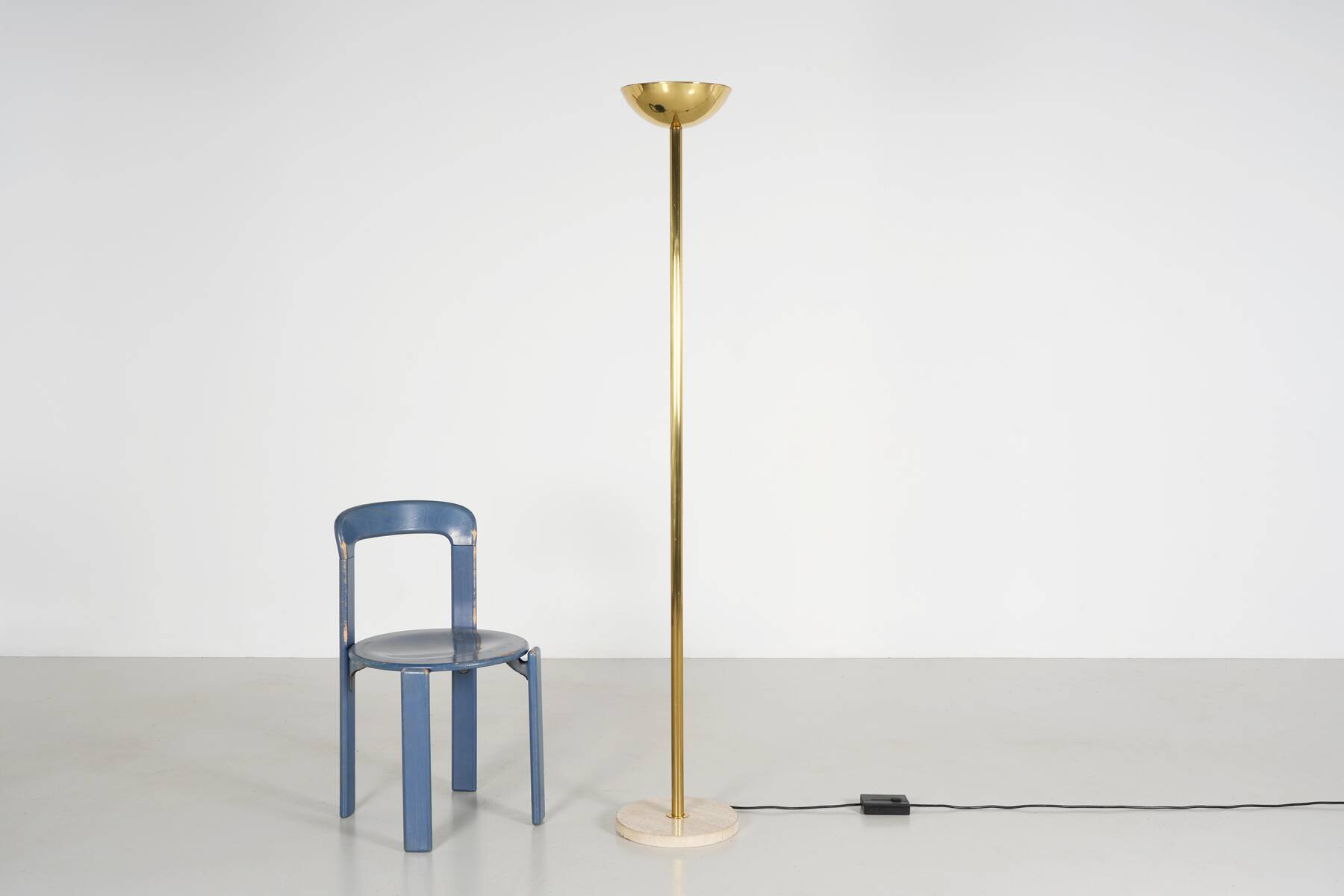 Brass and Burgundy stone floor lamp circa 1970