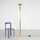 Brass and Burgundy stone floor lamp circa 1970