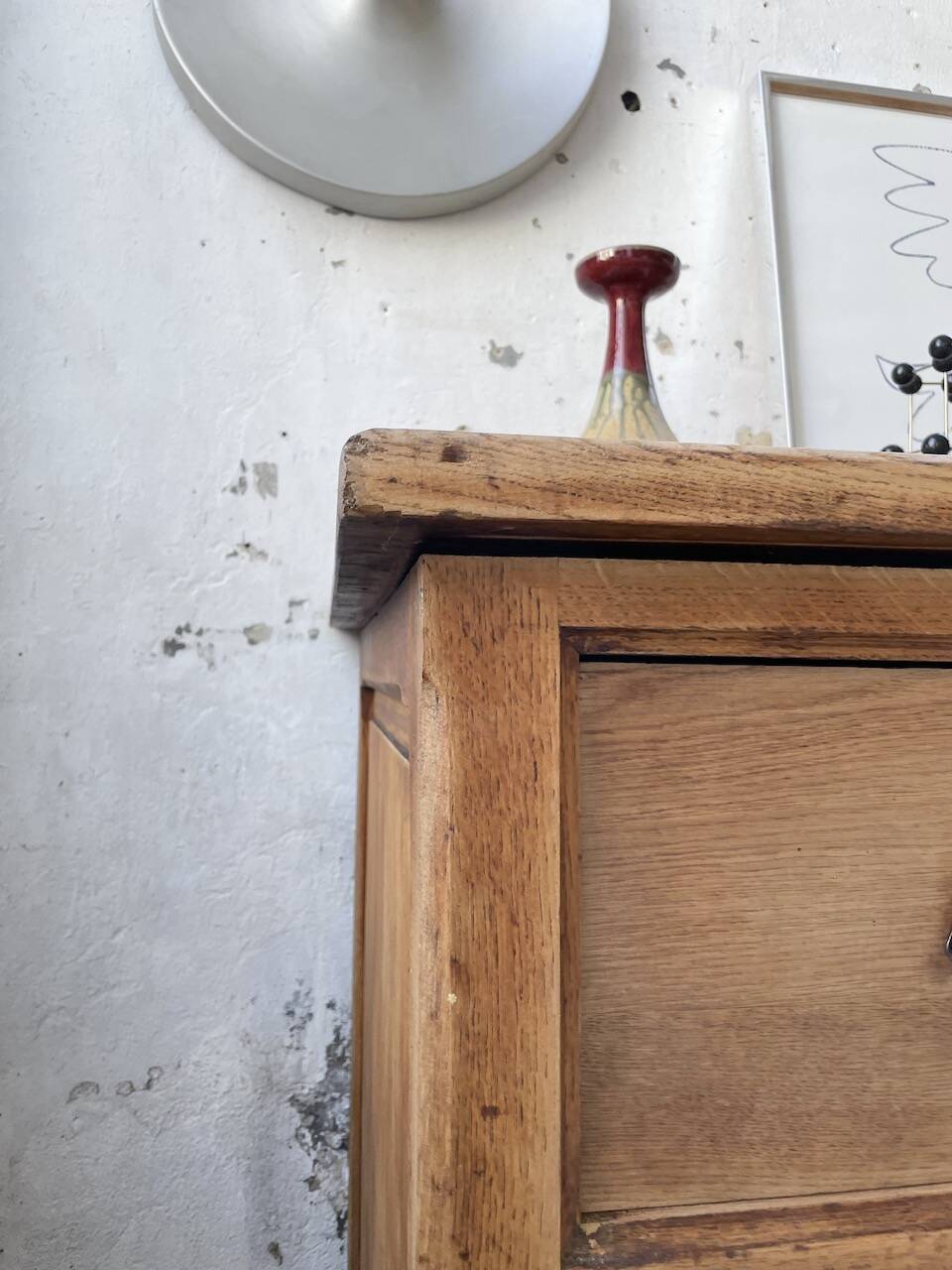 XXL solid oak counter sideboard