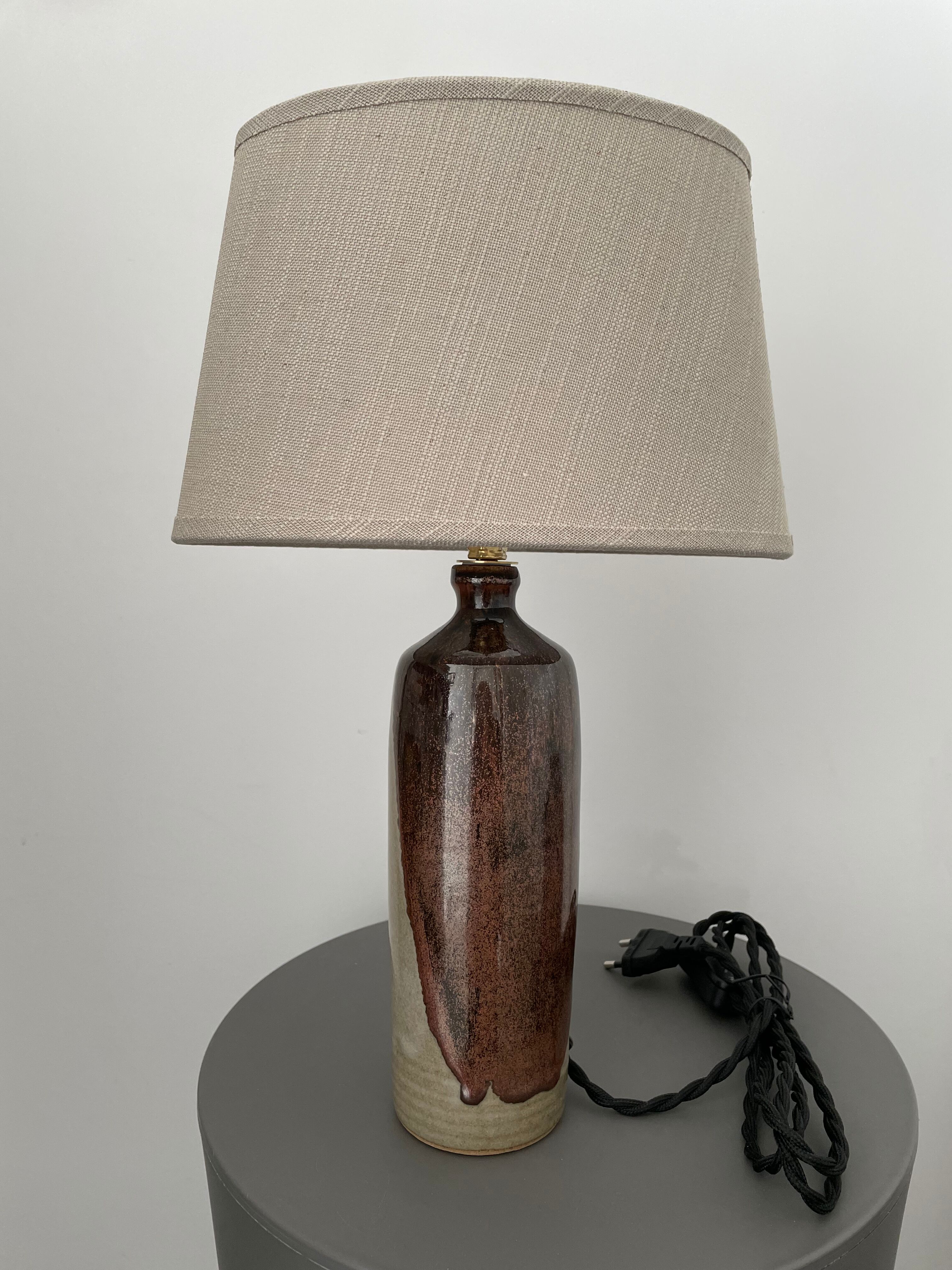Lampe en grès vernissé électrifiée à neuf