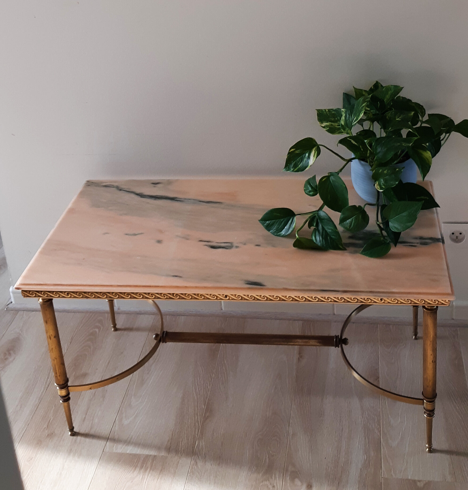Bronze and marble coffee table