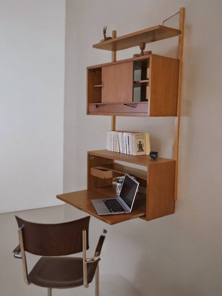 Teak wall secretary RIVAL, Vintage Scandinavian 1960s
