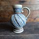 Vintage German Westerwald stoneware jug with cobalt blue floral relief