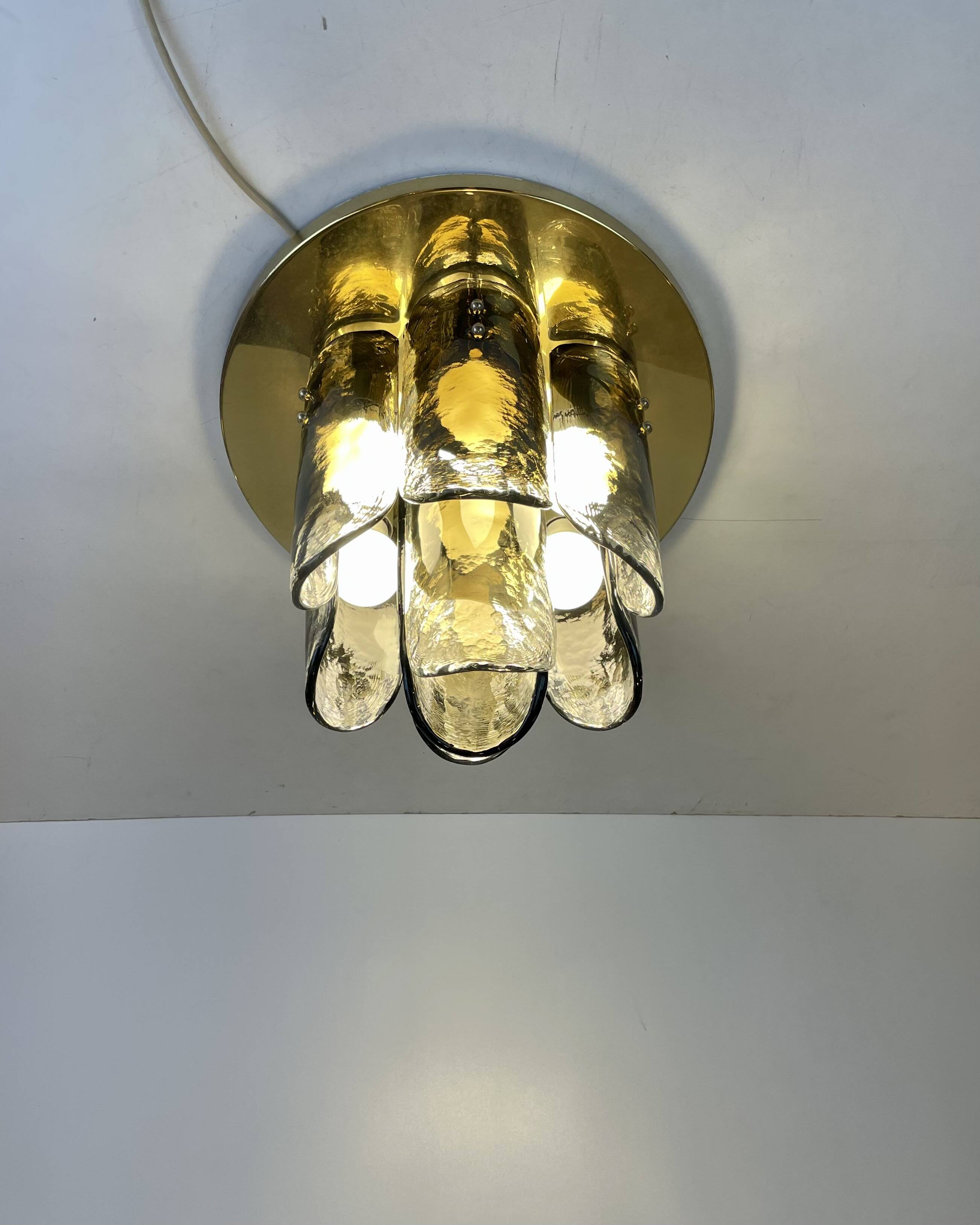 Murano & Brass Ceiling Lamp by J.T. Kalmar, Austria, 1960s