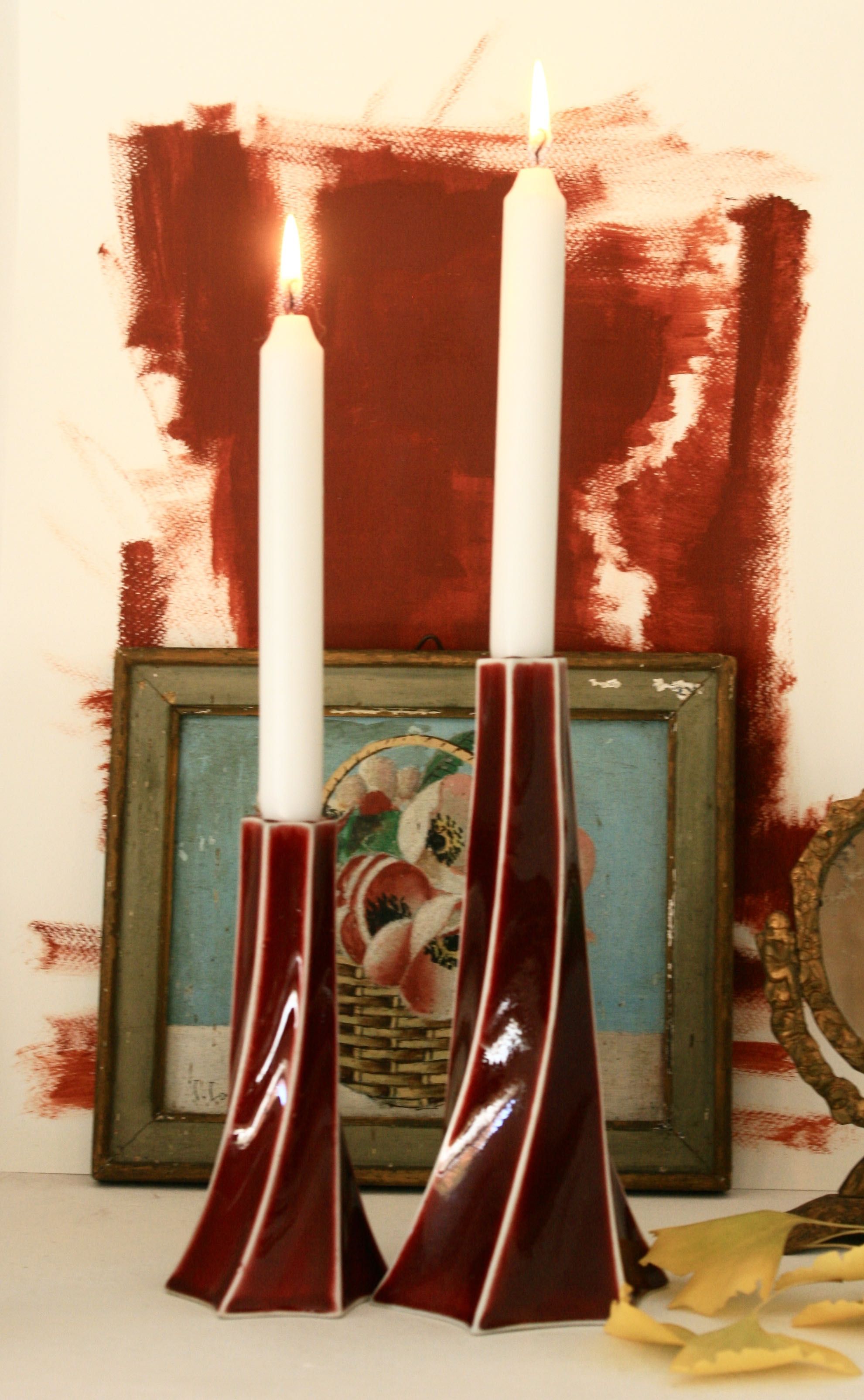 Set of 2 candlesticks design ceramic Spin Chinese porcelain of Jingdezhen