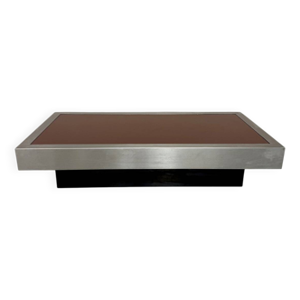 Ancienne table basse verre et chrome design italien des années 70 vintage