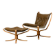 Sigurd Ressell Falcon Chair with Ottoman in brown leather for Vatne Møbler