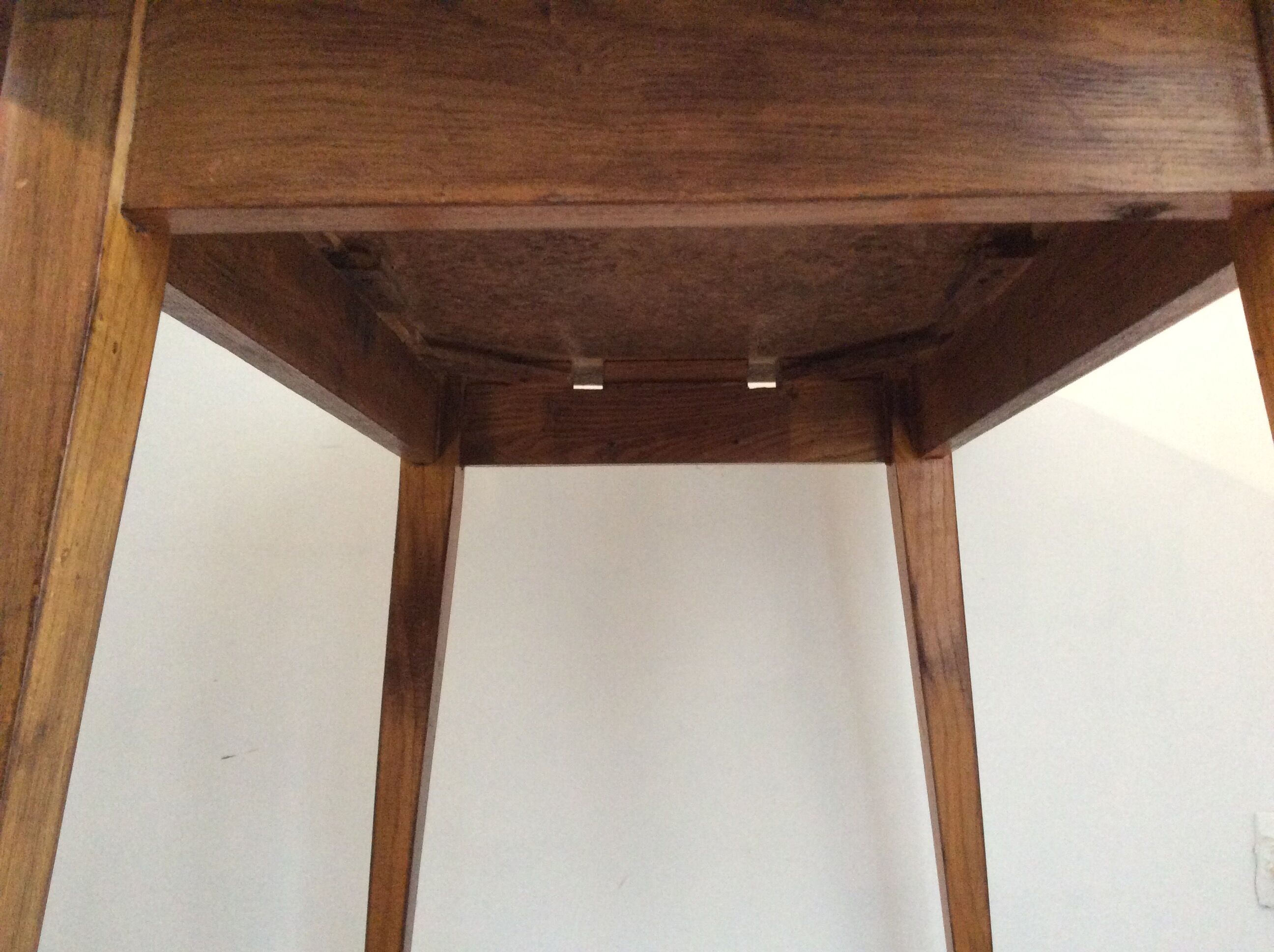 Wooden kitchen table and yellow formica