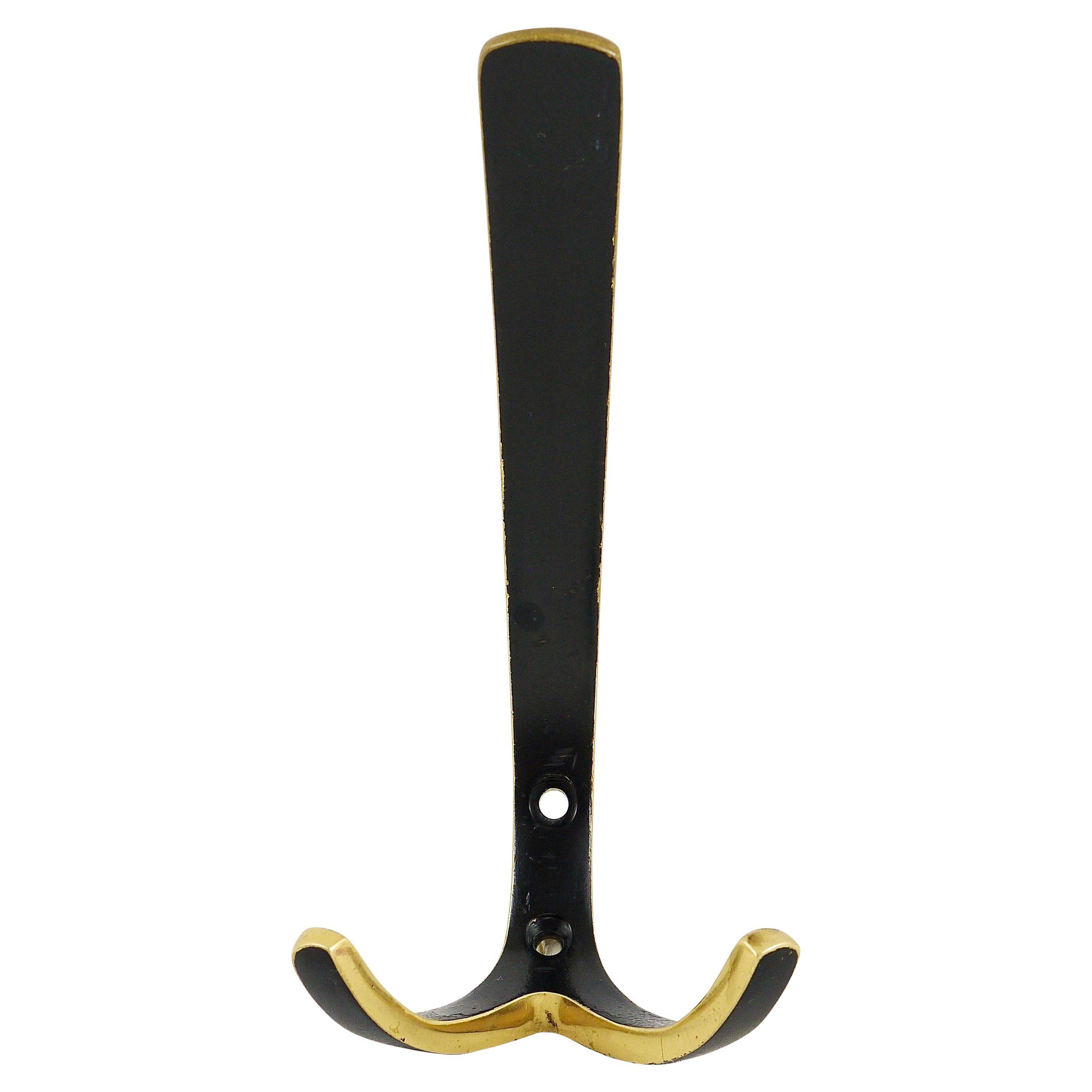 Up to 2 double wall hooks in brass from the mid-century by Herta Baller, Austria, 1950s.