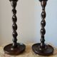 Pair of Barley Twist candlesticks in oak – English style, circa 1950