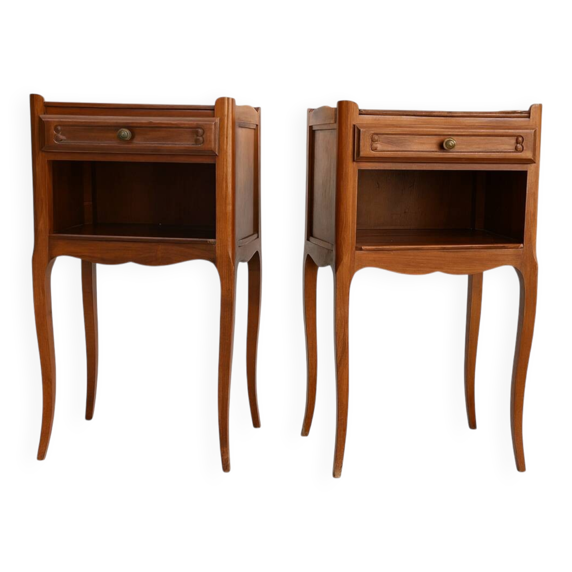 Pair of antique wooden bedside tables, Louis XV style