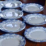 7 flat plates 19th century ironstone KG Luneville "Phoenix"