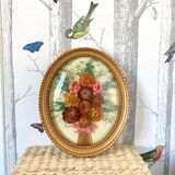 Curved glass frame dried flowers