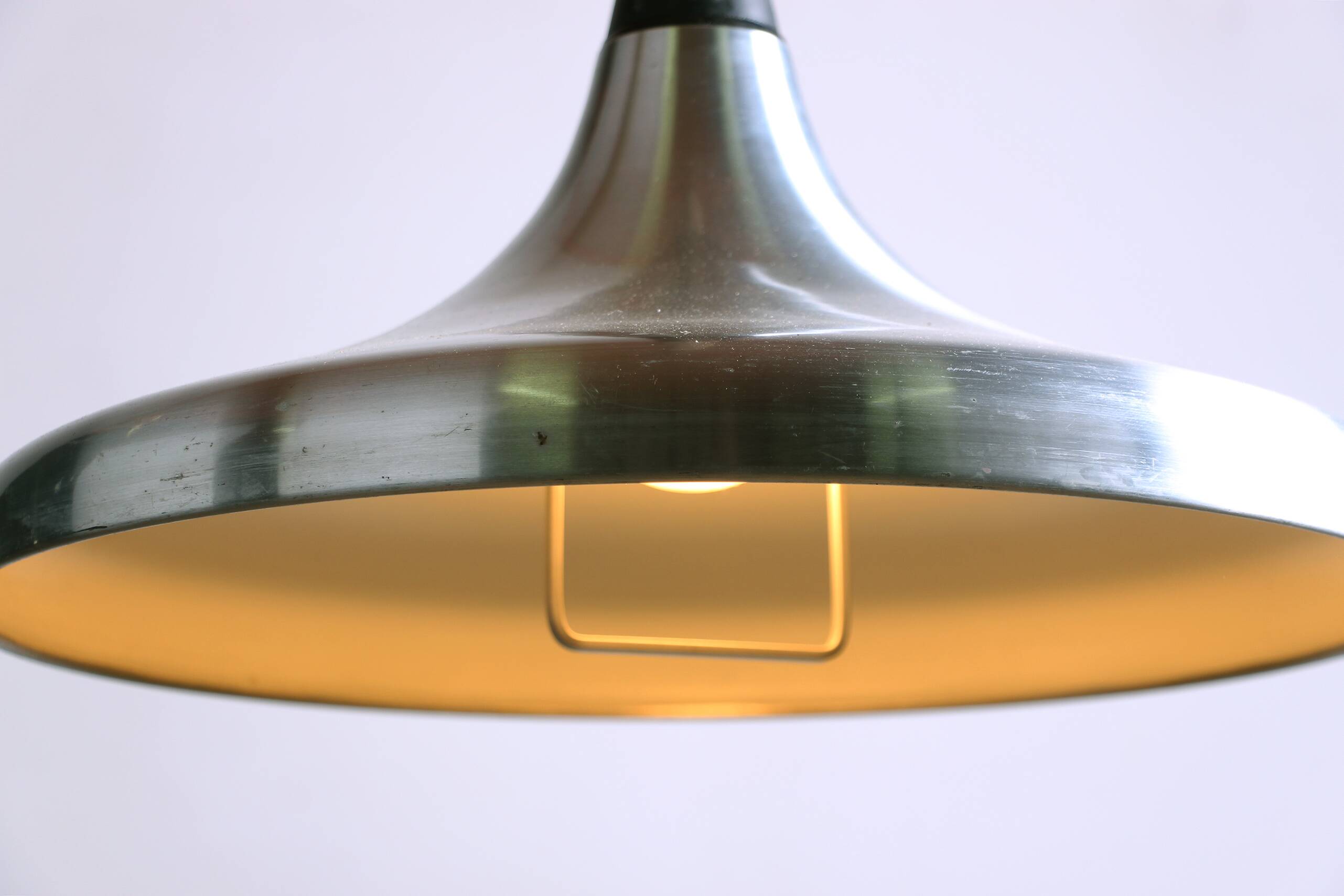 Large German pendant light in chrome metal, Tulip model by Erco 1960.