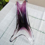 Empty pocket in mauve and transparent blown glass
