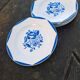 Lot of 4 plates in faience Digoin Sarreguemines "Blue Flower"
