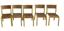 Set of 5 school vintage chairs