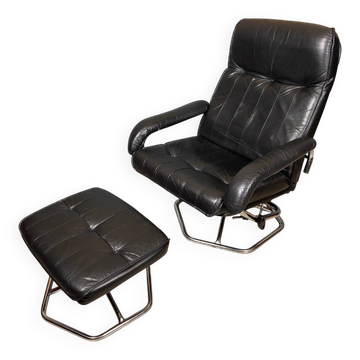 Chrome leather footrest in Danish design by Unico