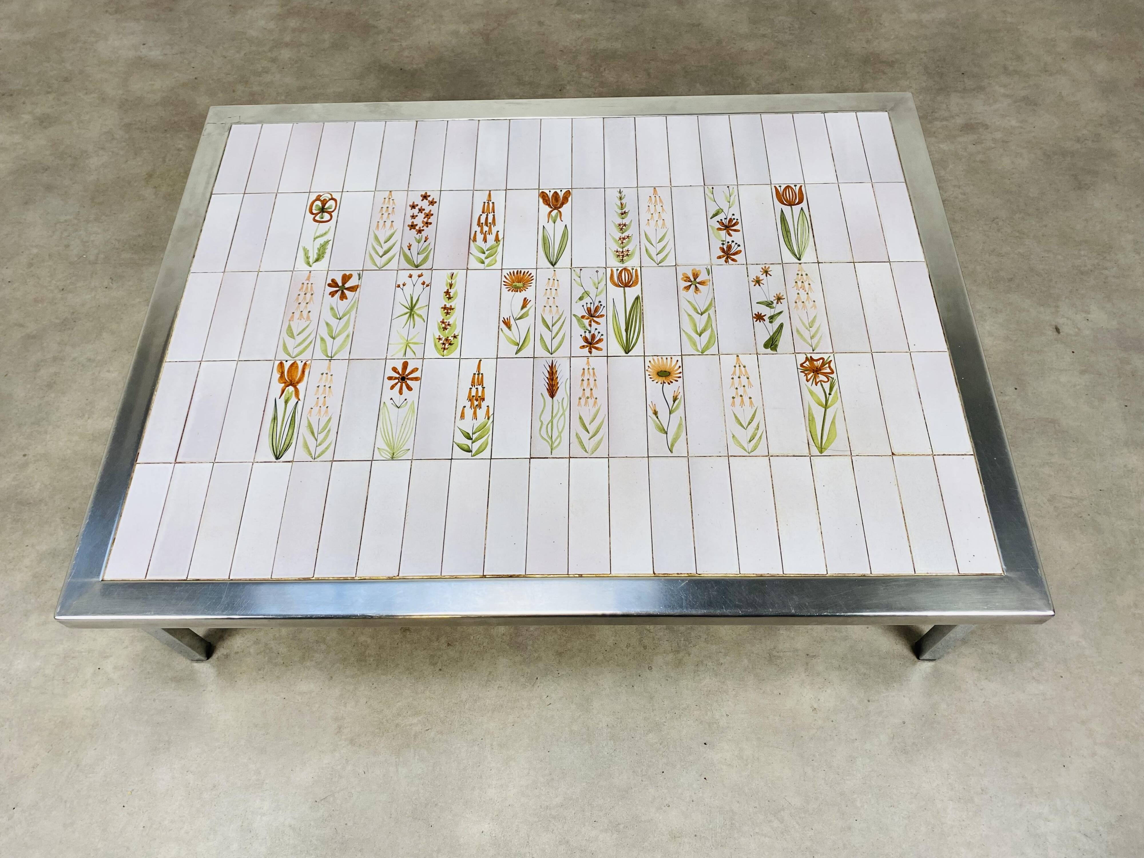 1950s ceramic coffee table, made from Roger Capron tiles