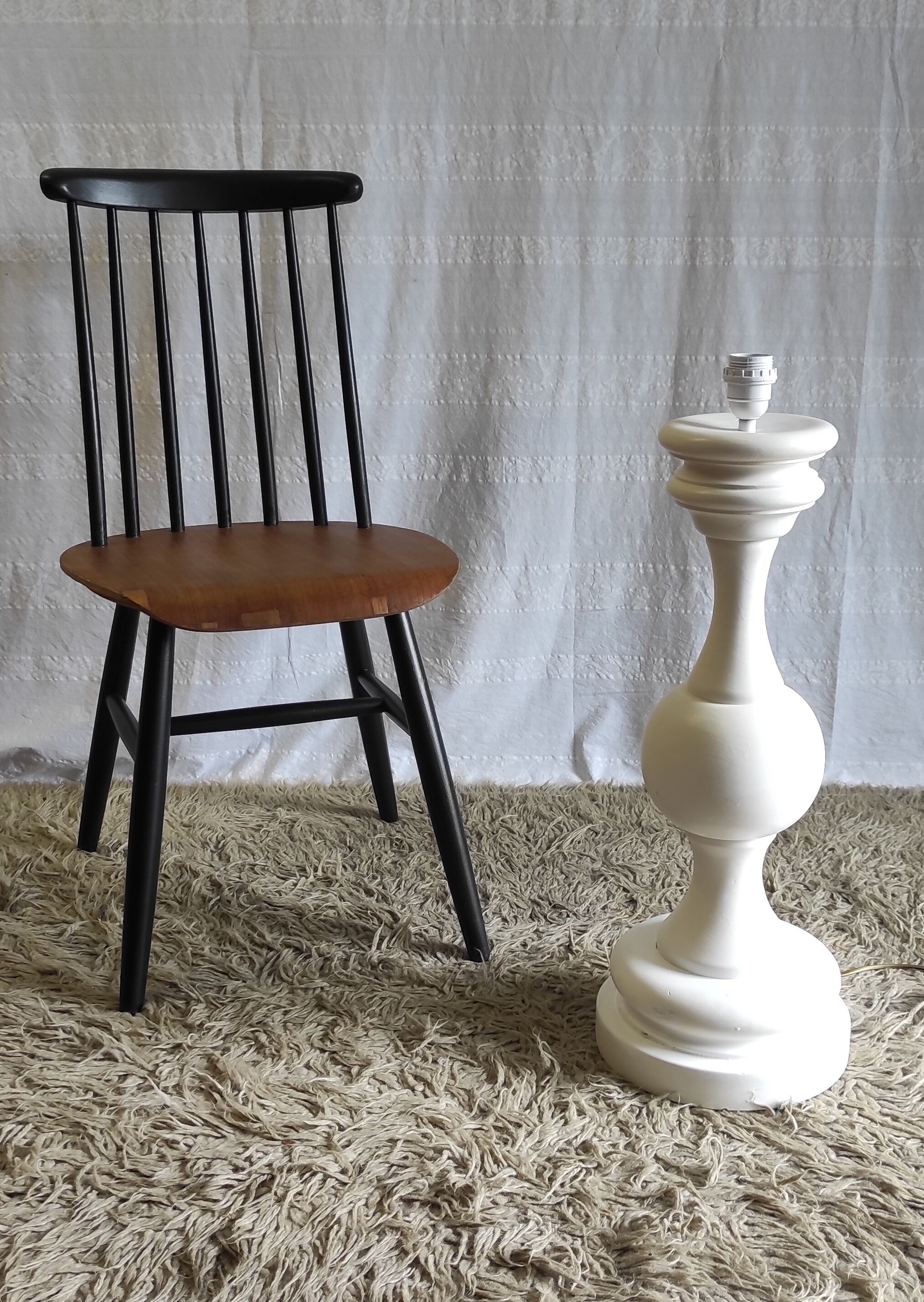 XXL lamp foot in turned wood – 60s/70s
