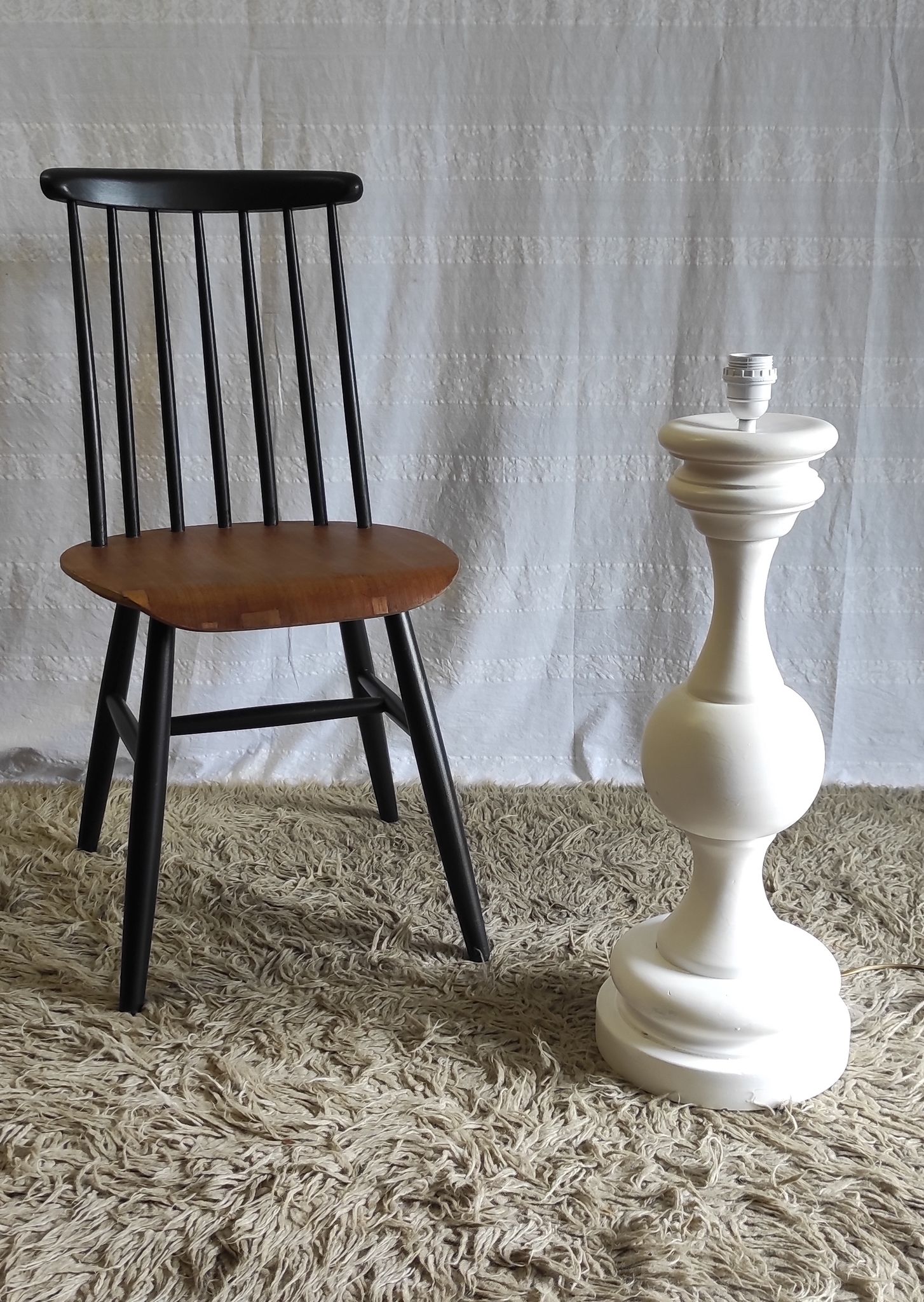 XXL lamp foot in turned wood – 60s/70s