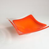 Vide poche en verre de Murano carré orange, Italie années 1970.