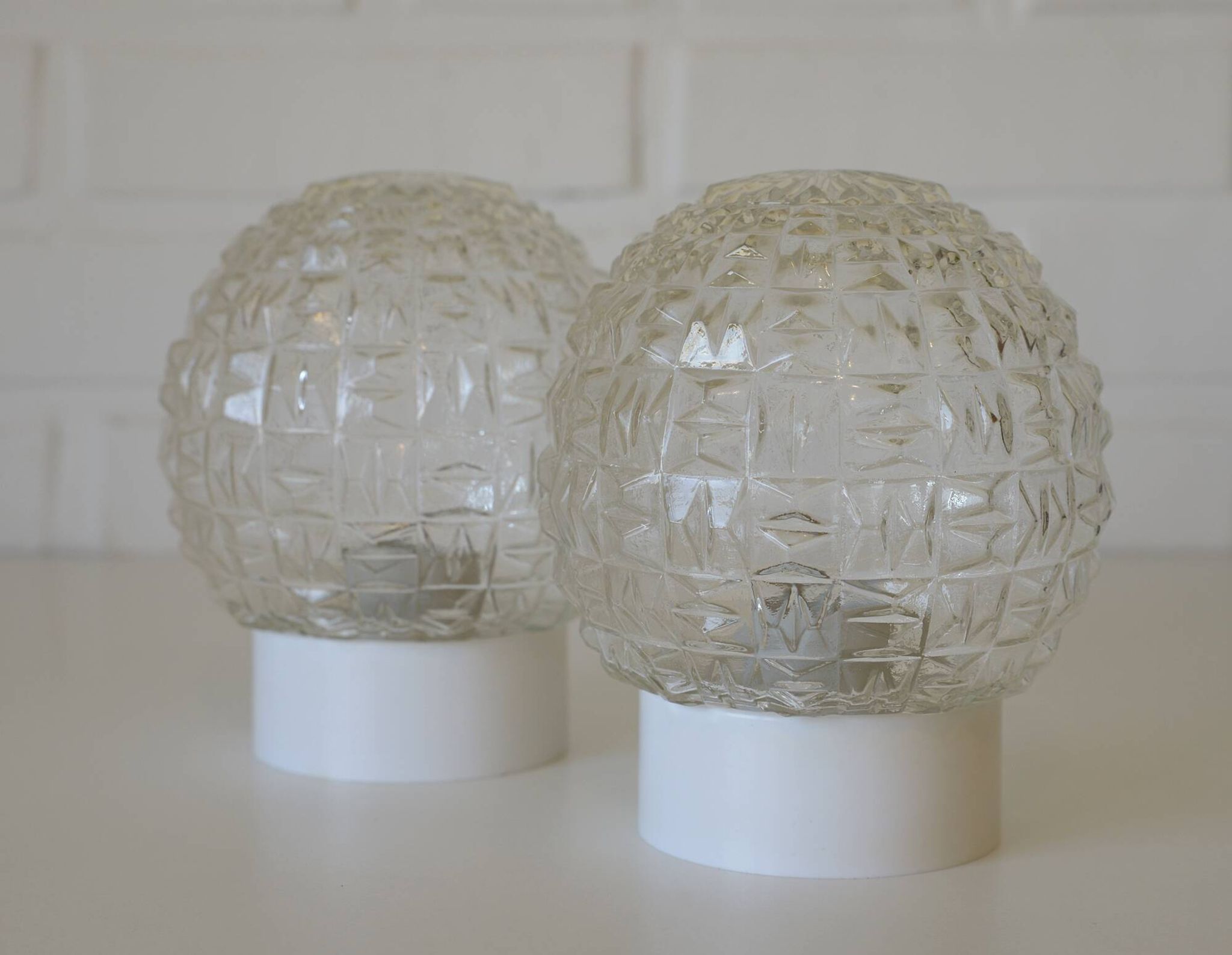 Pair of wall lamps / set of ceiling lights / mid-century flush mount lighting / vintage sconce lamps
