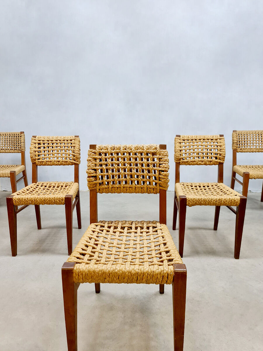Vintage woven rope dining chairs design