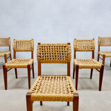 Vintage woven rope dining chairs design