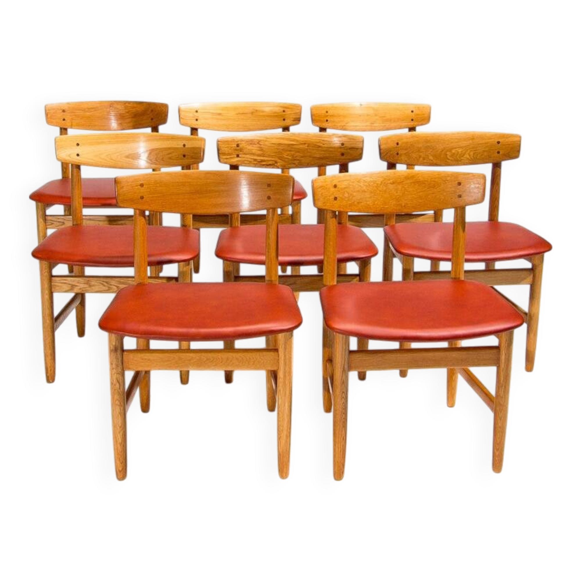 Set of 8 Mid Century Dining Chairs by Borge Mogensen, Swedish Design 1950’s