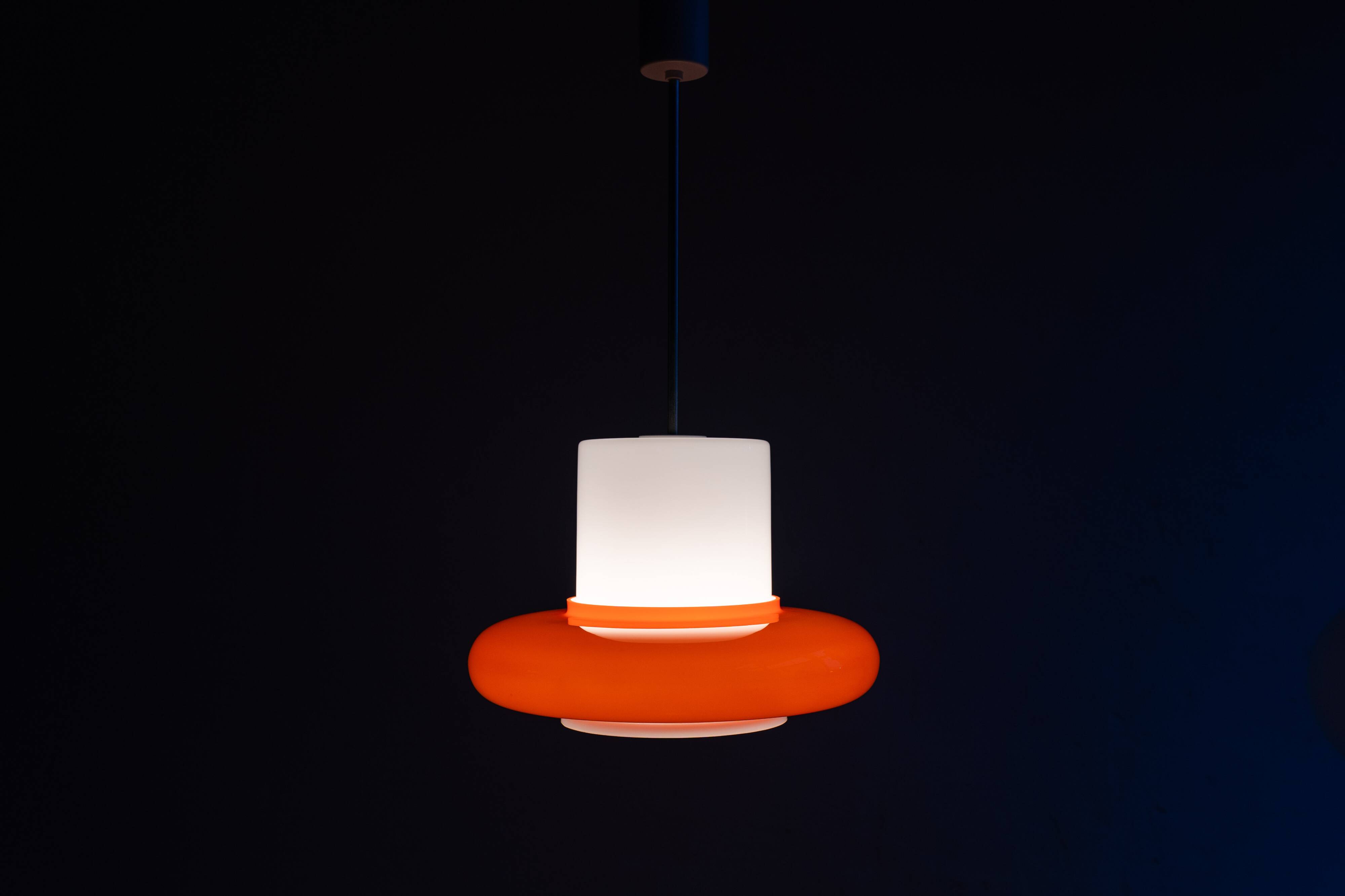 Vintage Czechoslovak Hanging Glass Lamp By Osvětlovací Sklo, 1970s