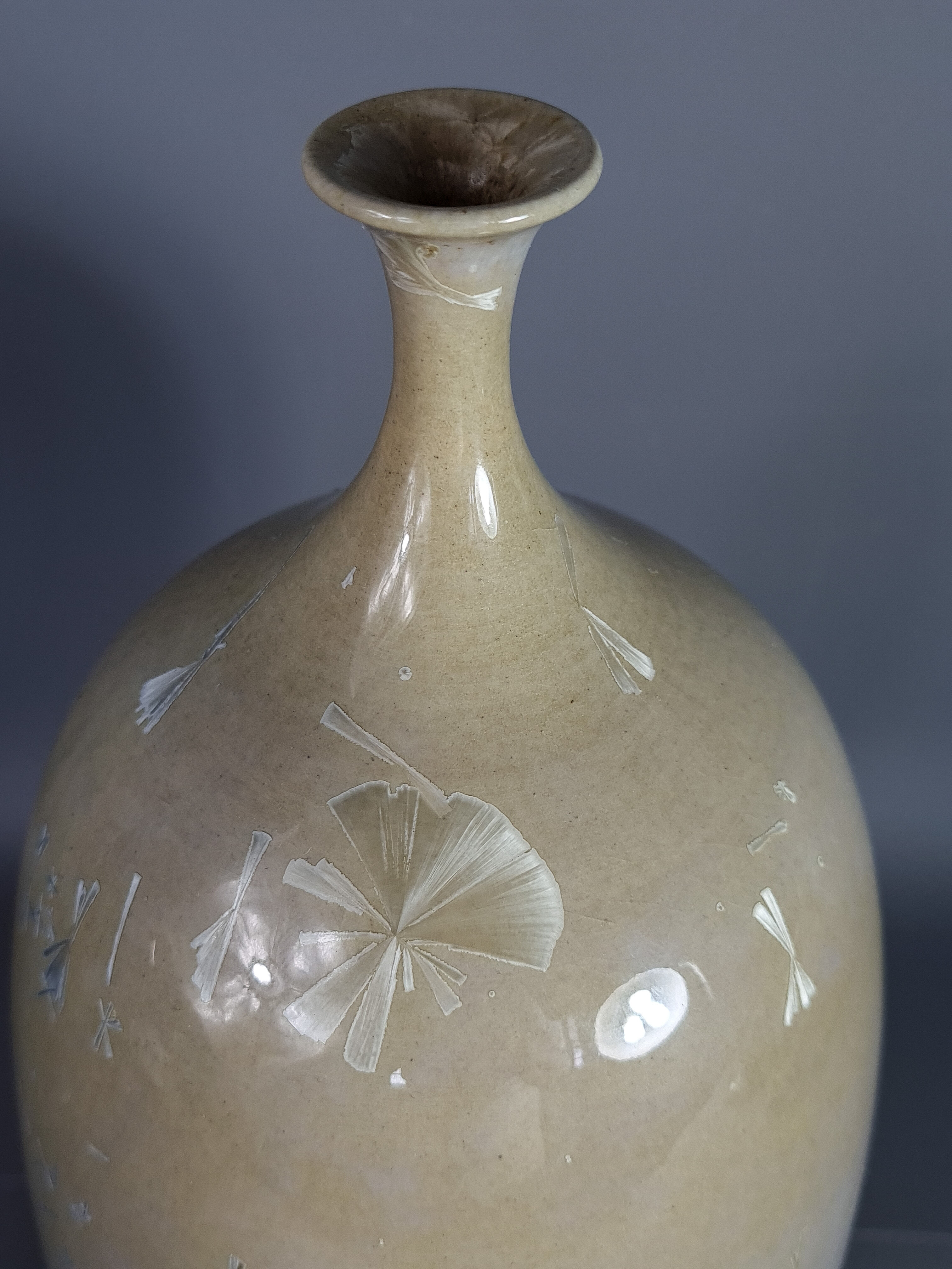 Designer vase ceramic glazed and iridescent vintage 80s