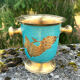 Vintage cloisonne brass champagne bucket with turquoise grape design