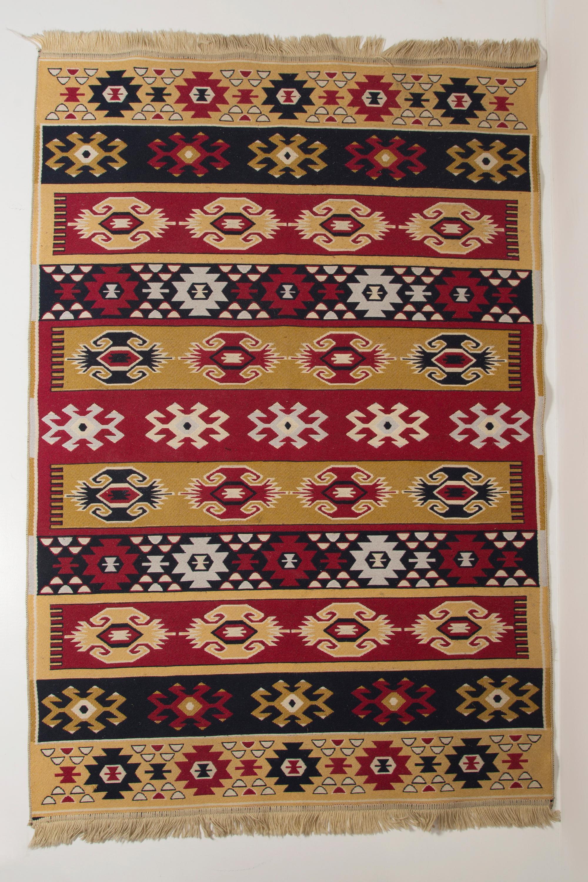Mid-century Boho Wool Rug, 1960s