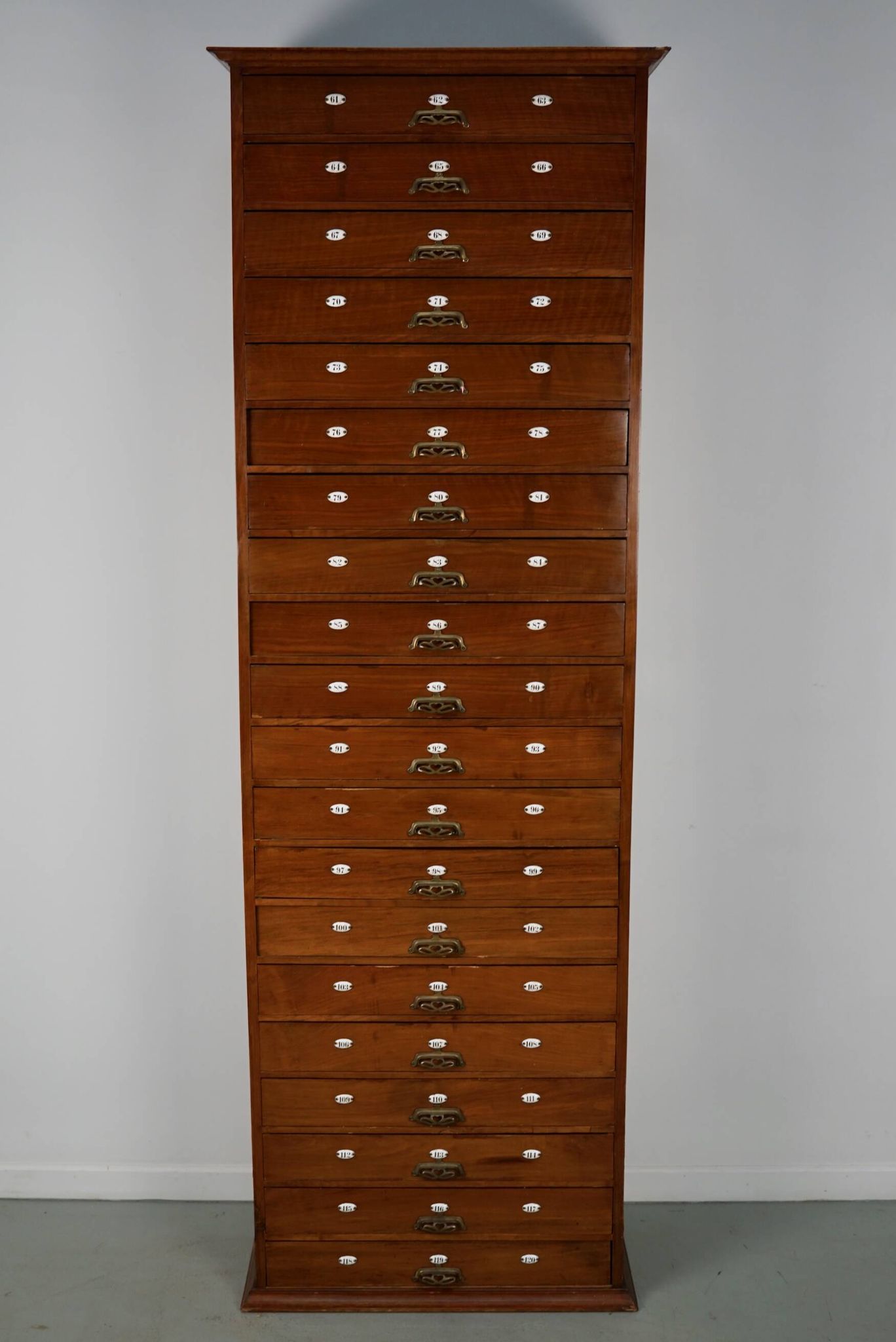 Very Tall Dutch Art Nouveau Walnut Apothecary Cabinet Barber Cabinet, 1900s