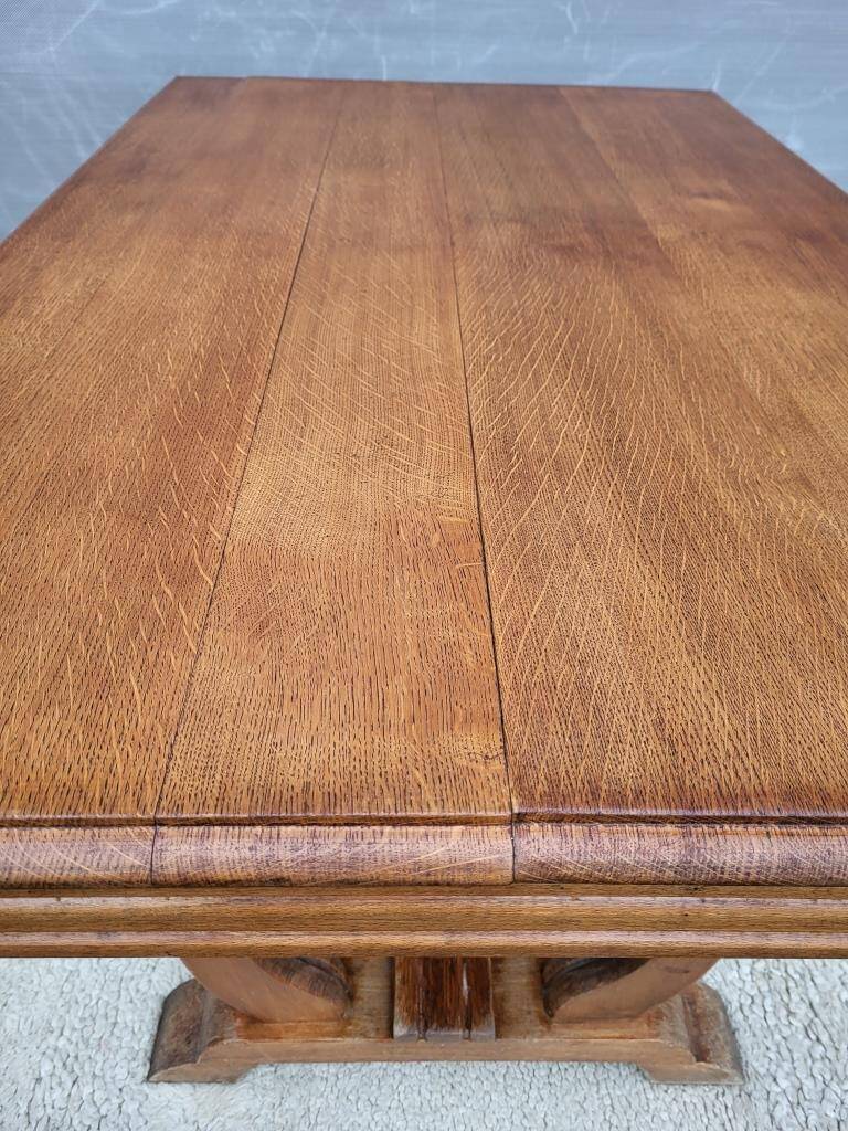Table bureau extensible Art Déco 1930 piétement en accolades