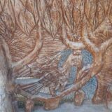 African wooden seat - tribal art from Benin