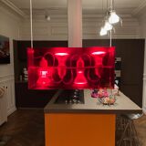 Duplex pendant lamp - Fontana Arte red plexiglass by Carlo Tamborini
