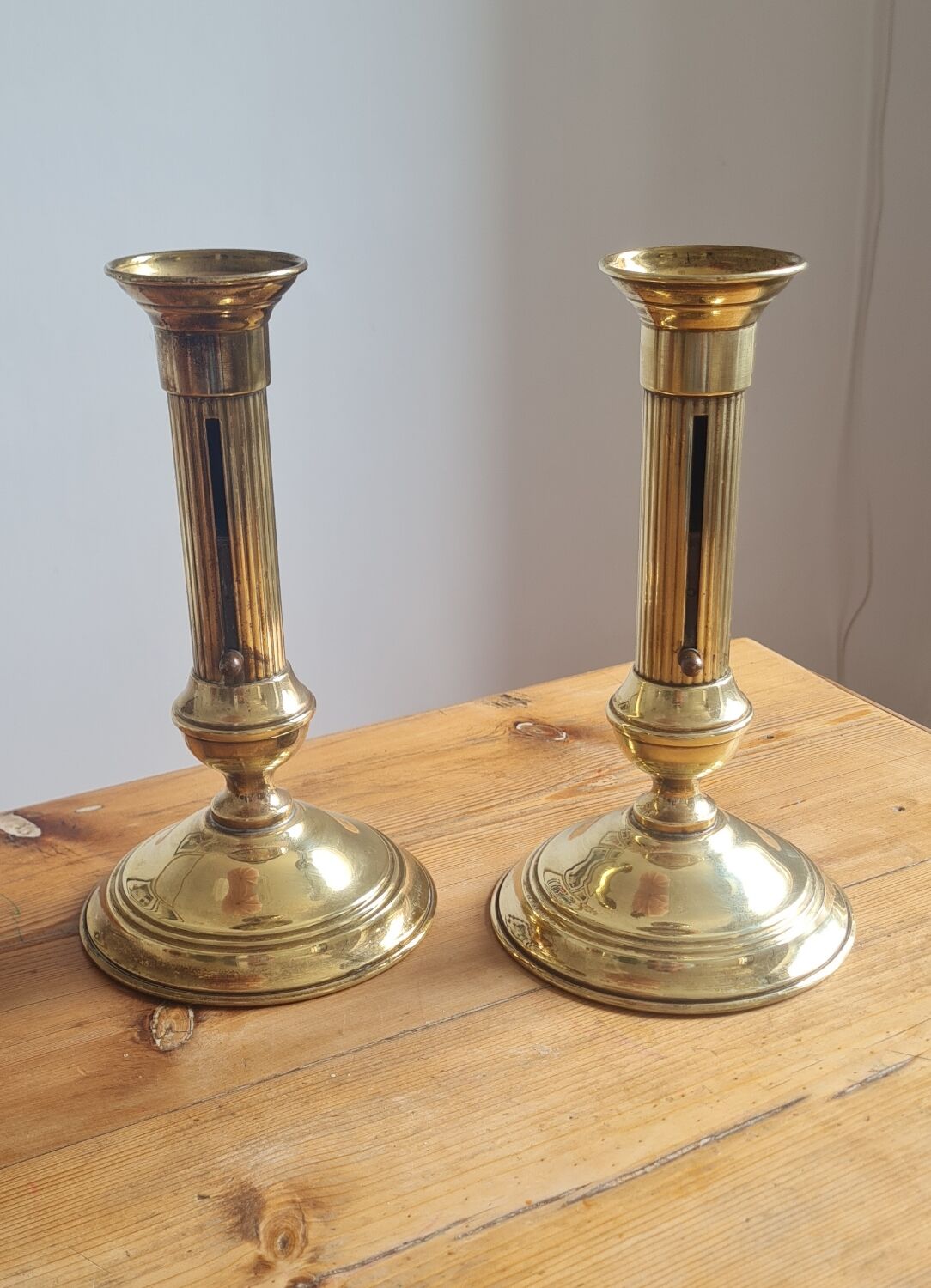 Pair of brass candle holders