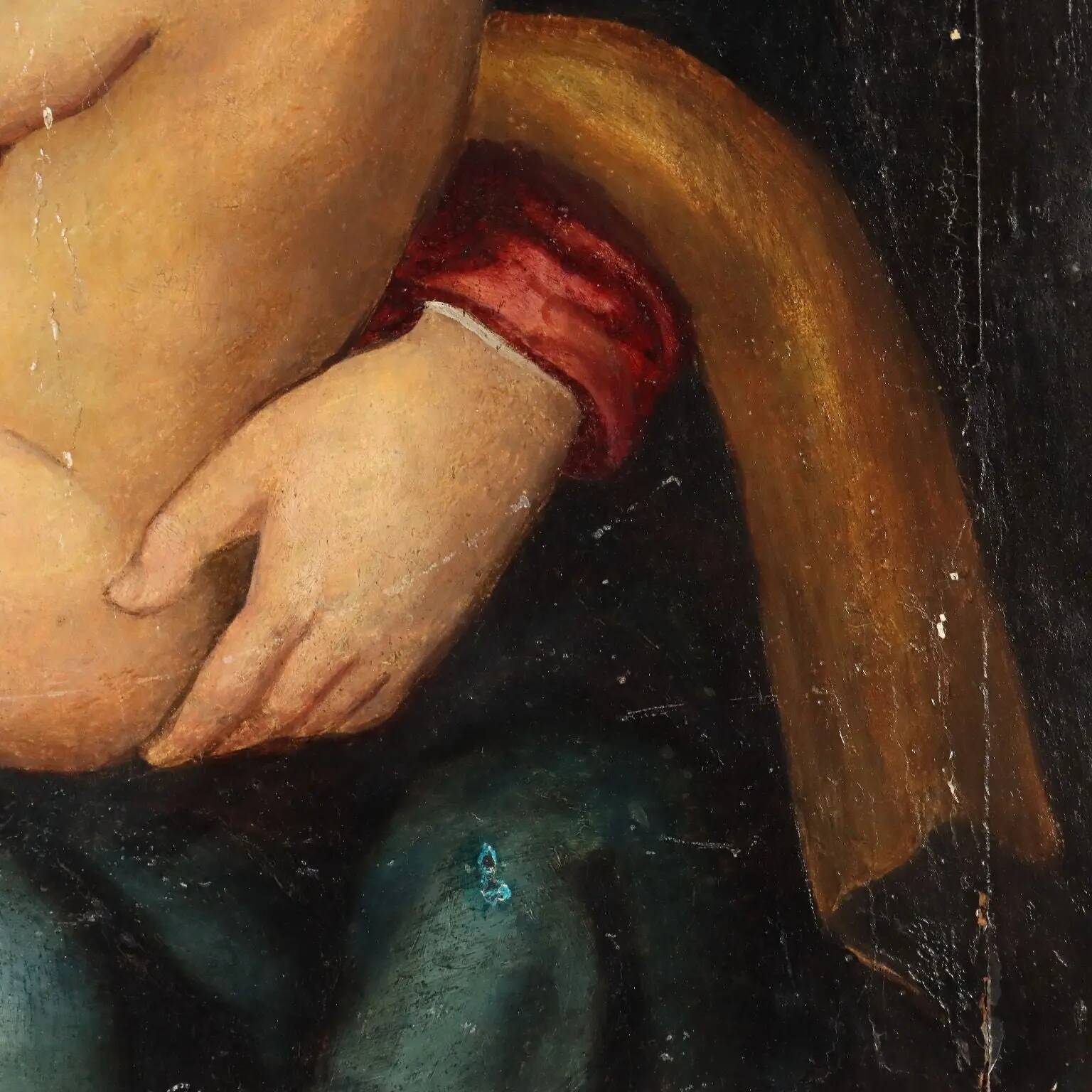 Ancient painting of the Virgin Mary with the Child Jesus, 16th century.