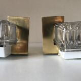 Pair of glass slab and brass design sconces 70