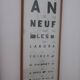 Old optical advertising poster, monoyer scale, framed