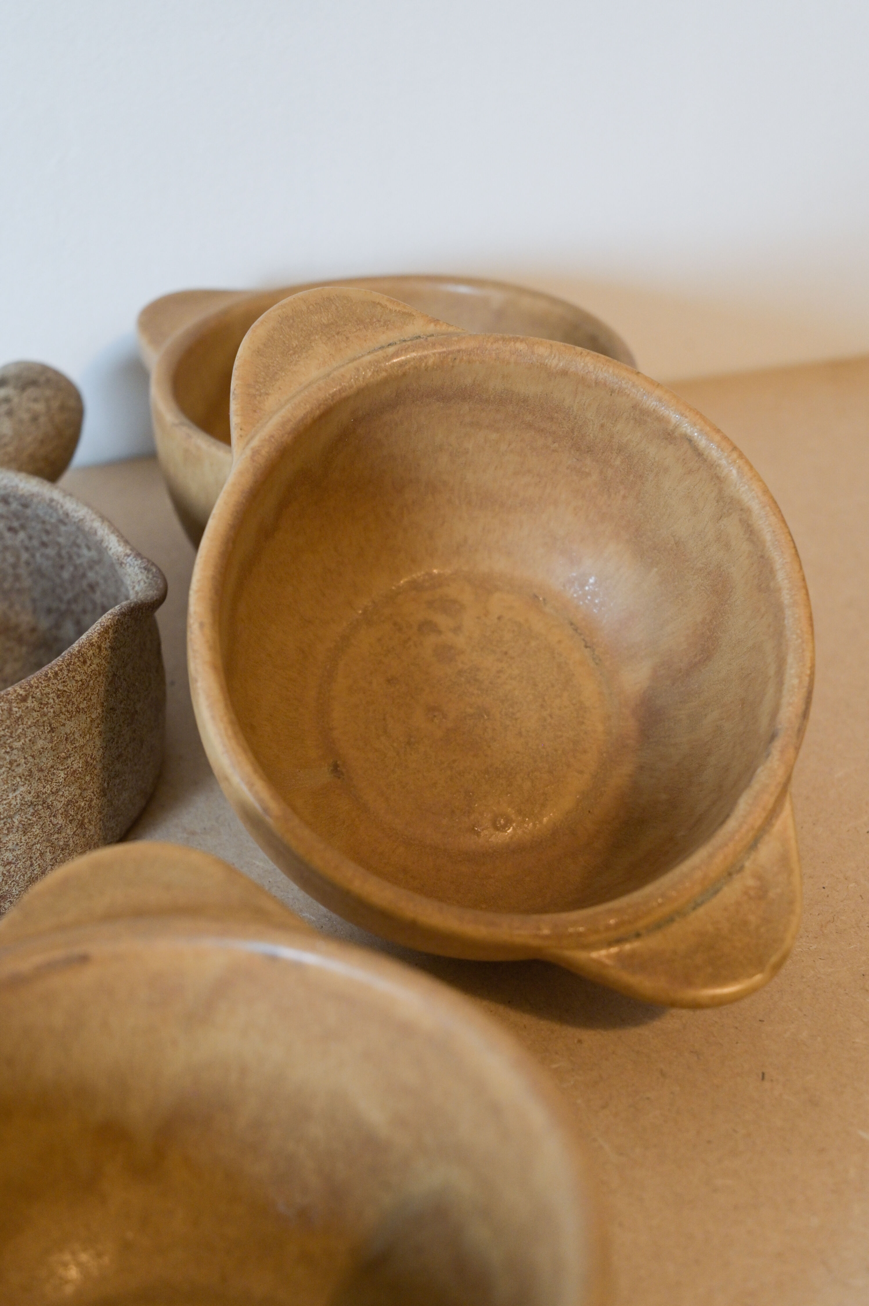 Set caquelon and 3 stoneware bowls