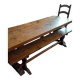 Oak monastery table with 2 original benches