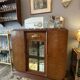 Art Deco wooden sideboard with mirror and marble
