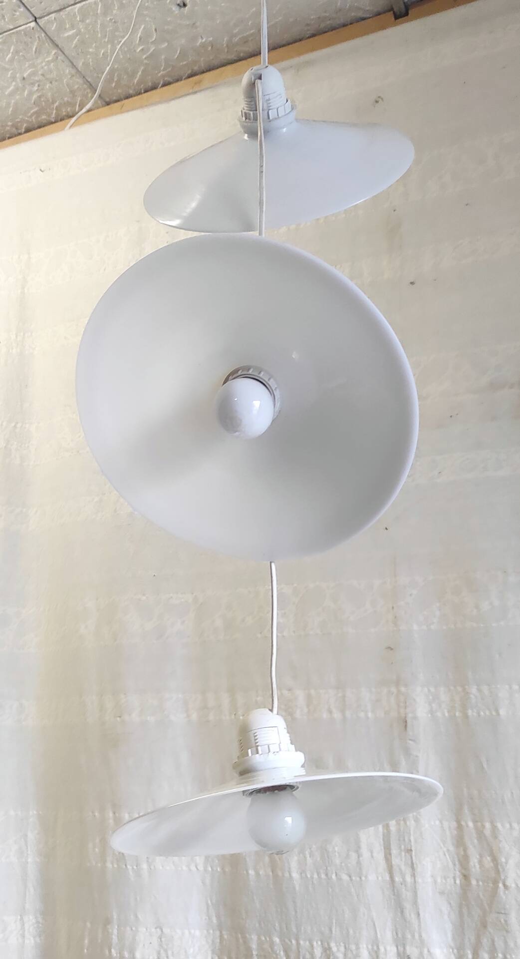 Suspension with three opaline lampshades - mid 20th century.