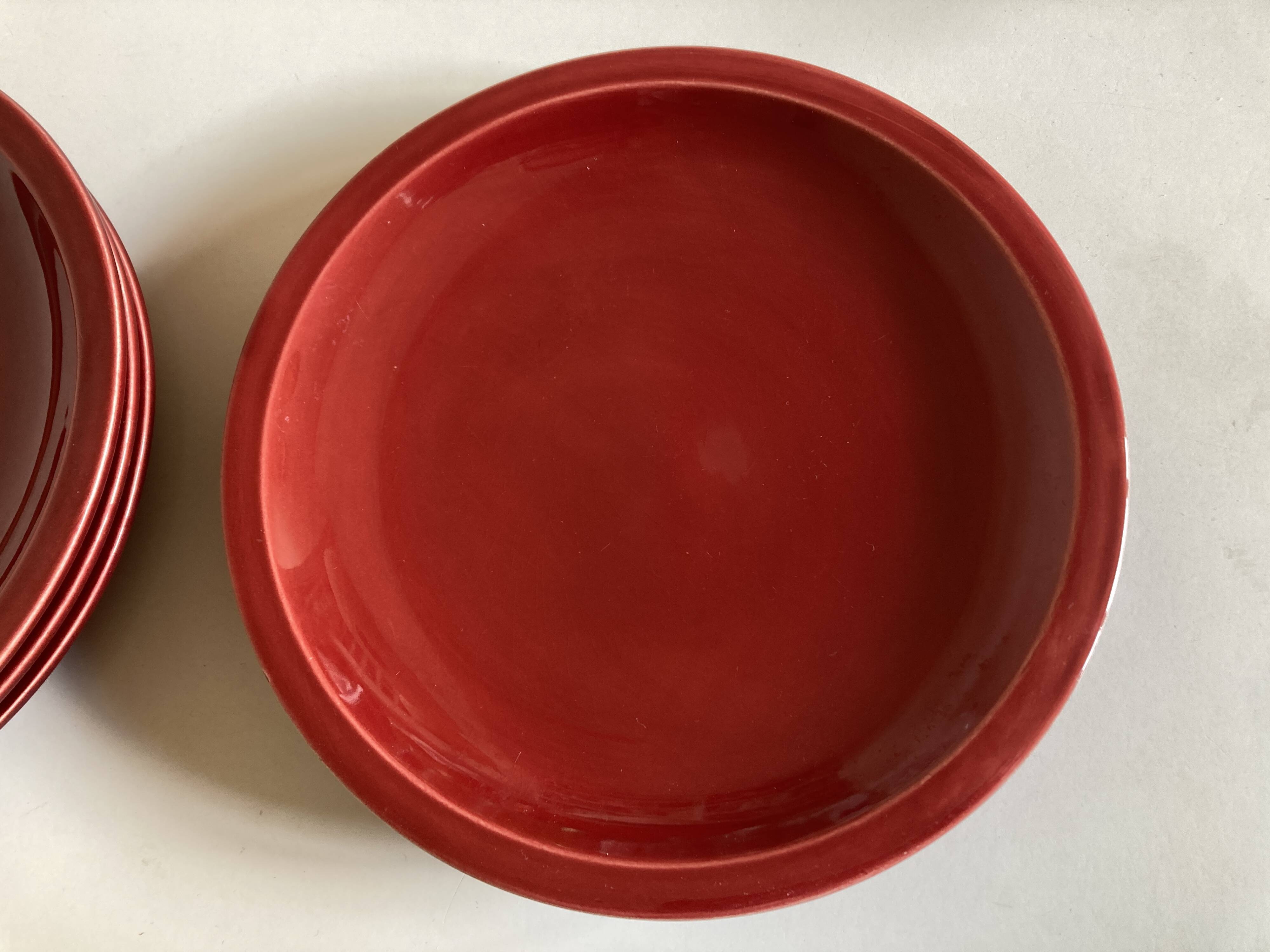 Set of 5 flat plates mid-century 1970 Longchamp earthenware